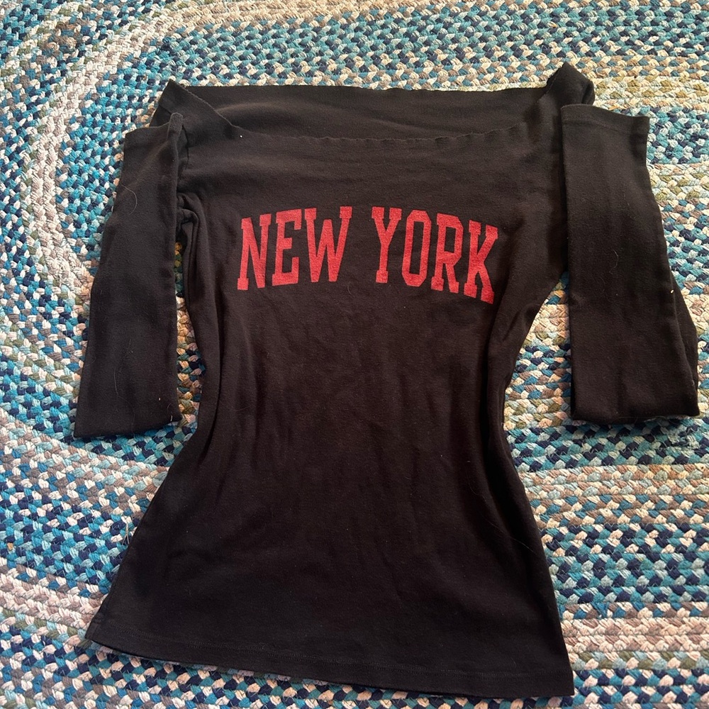Brandy Melville Black Top with Red New York Print